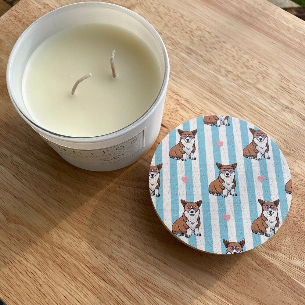 12oz Sand + Fog Corgi Candle